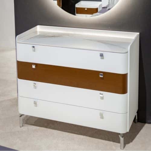 commode moon bi couleur dessus marbre La teinte du bois selon le choix du client